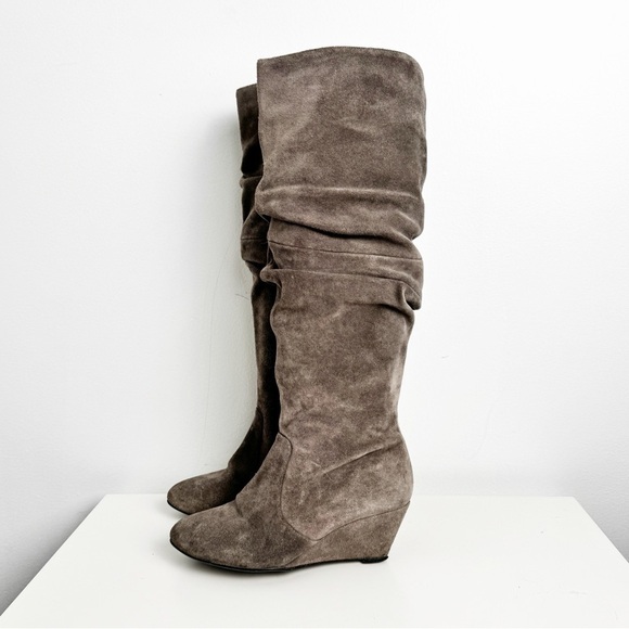 Vintage Colin Stuart suede wedge slouch boot grey size 6 - Picture 3 of 7
